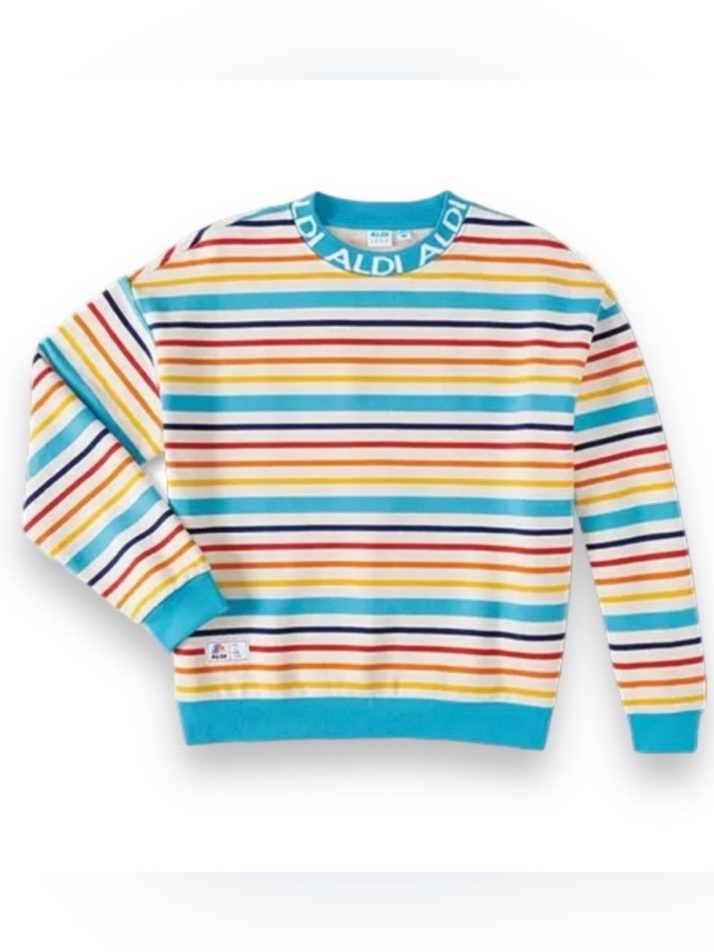 ALDI Gear Rainbow Stripe Crewneck Sweatshirt Size M